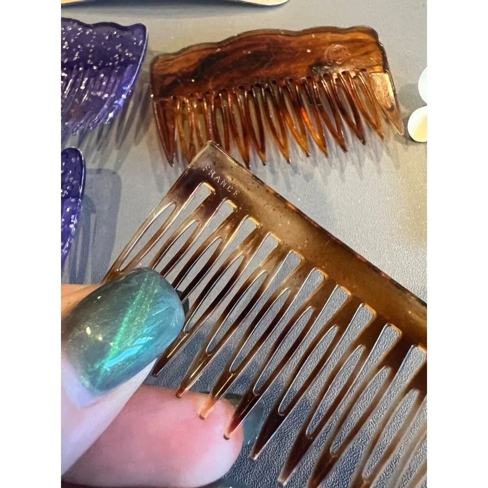 Mixed Lot of Vintage 1980s Plastic Side Hair‎ Combs, GOODY Glitter & Flowers